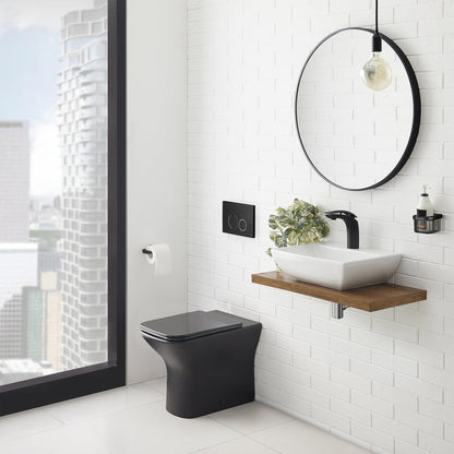 Swiss Madison Carré 14" x 16" Back-to-Wall Matte Black Square Floor-Mounted Toilet Bowl