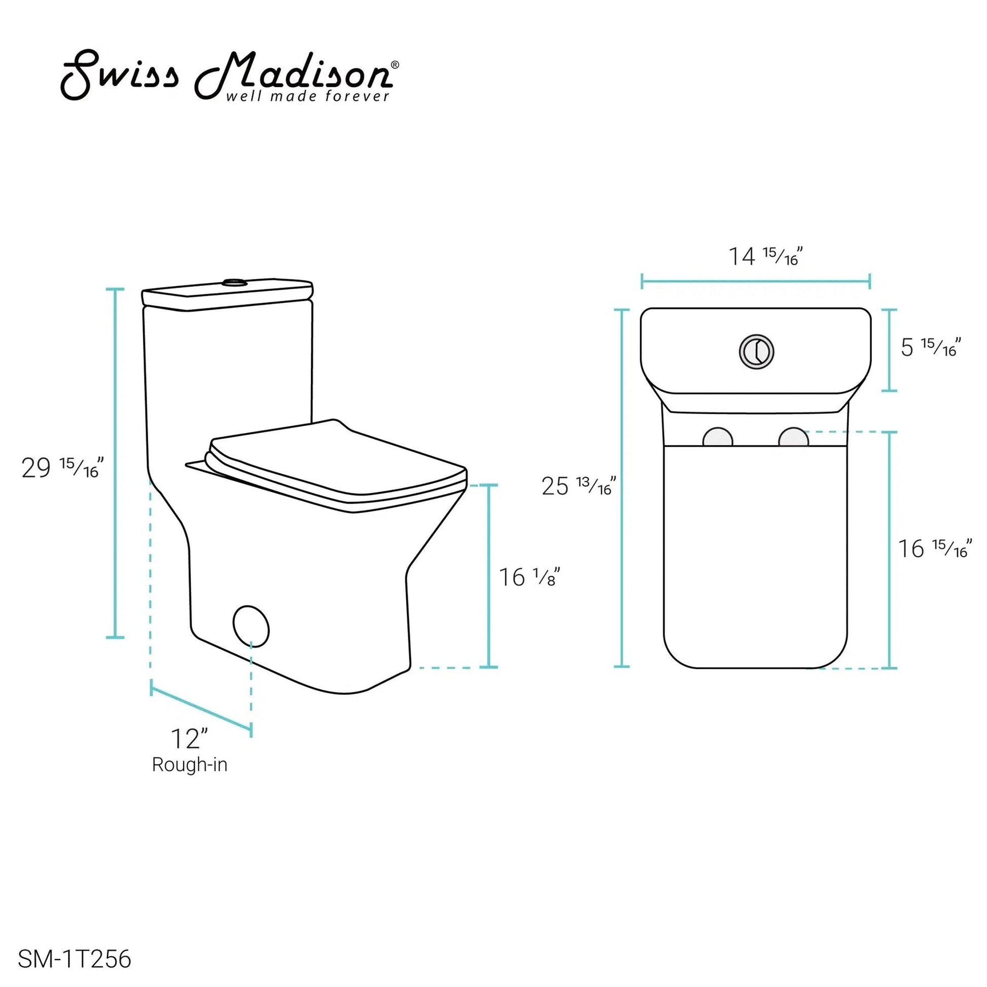 Swiss Madison Carre One-Piece Square Toilet Dual-Flush 1.1/1.6 GPF, White SM-1T256