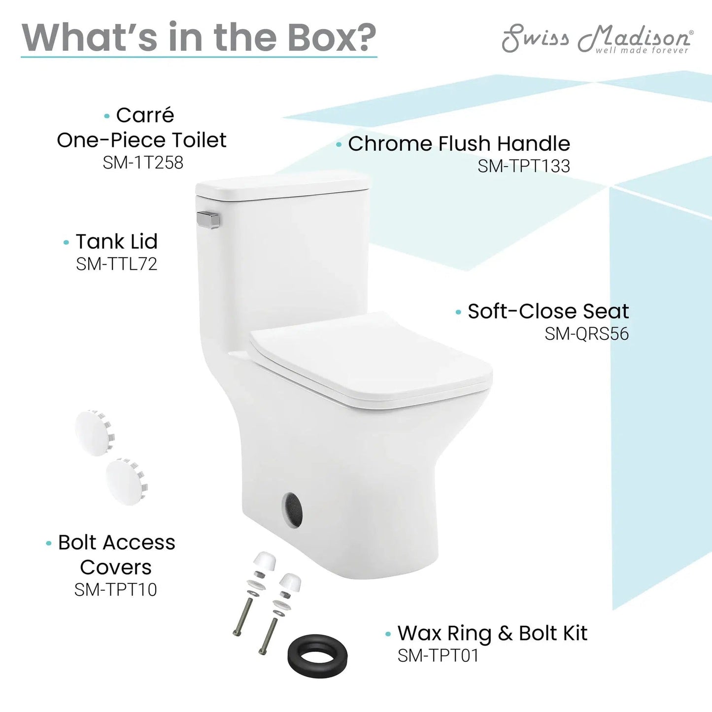 Swiss Madison Carre 15" x 30" One Piece White Elongated Square Floor-Mounted Toilet With 1.27 GPF