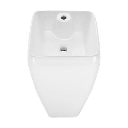 Swiss Madison Carré 17" x 33" Freestanding One-Piece Squared White Pedestal Sink With Overflow