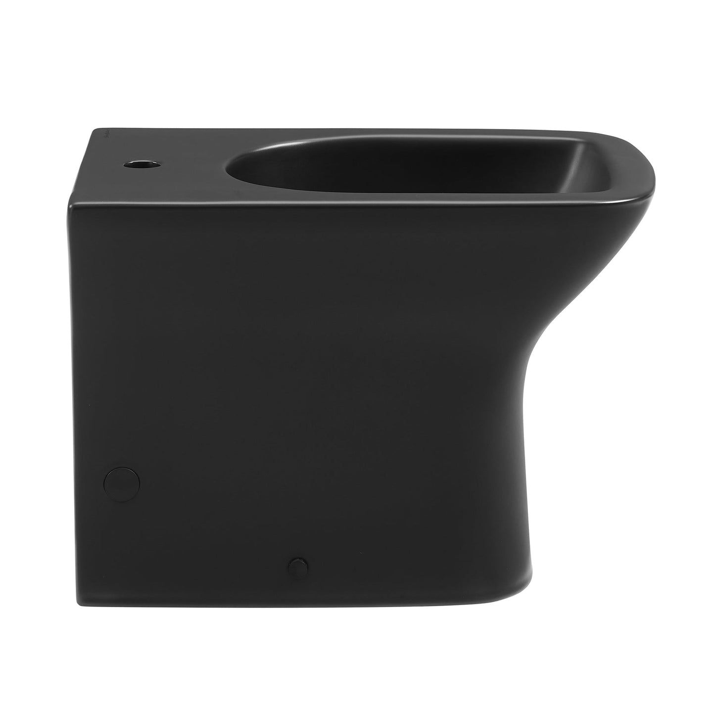 Swiss Madison Carré 22" x 14" Matte Black Square Back-To-Wall Bidet With Single Faucet Hole and Chrome Overflow Cover