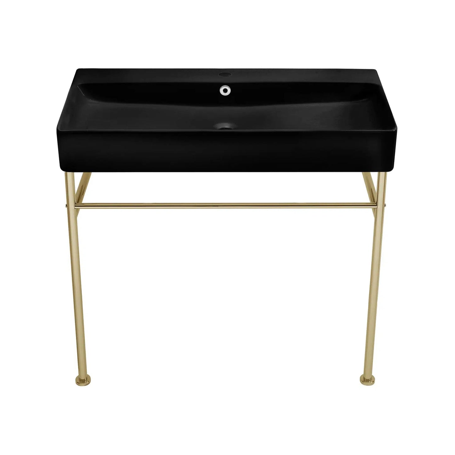 Swiss Madison Carre 35" x 35" Wall-Mounted Console Sink With Matte Black Basin and Gold Legs
