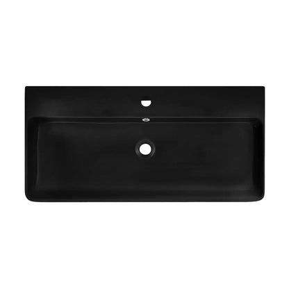 Swiss Madison Carre 36" x 35" Wall-Mounted Console Sink With Matte Black Basin and Black Legs