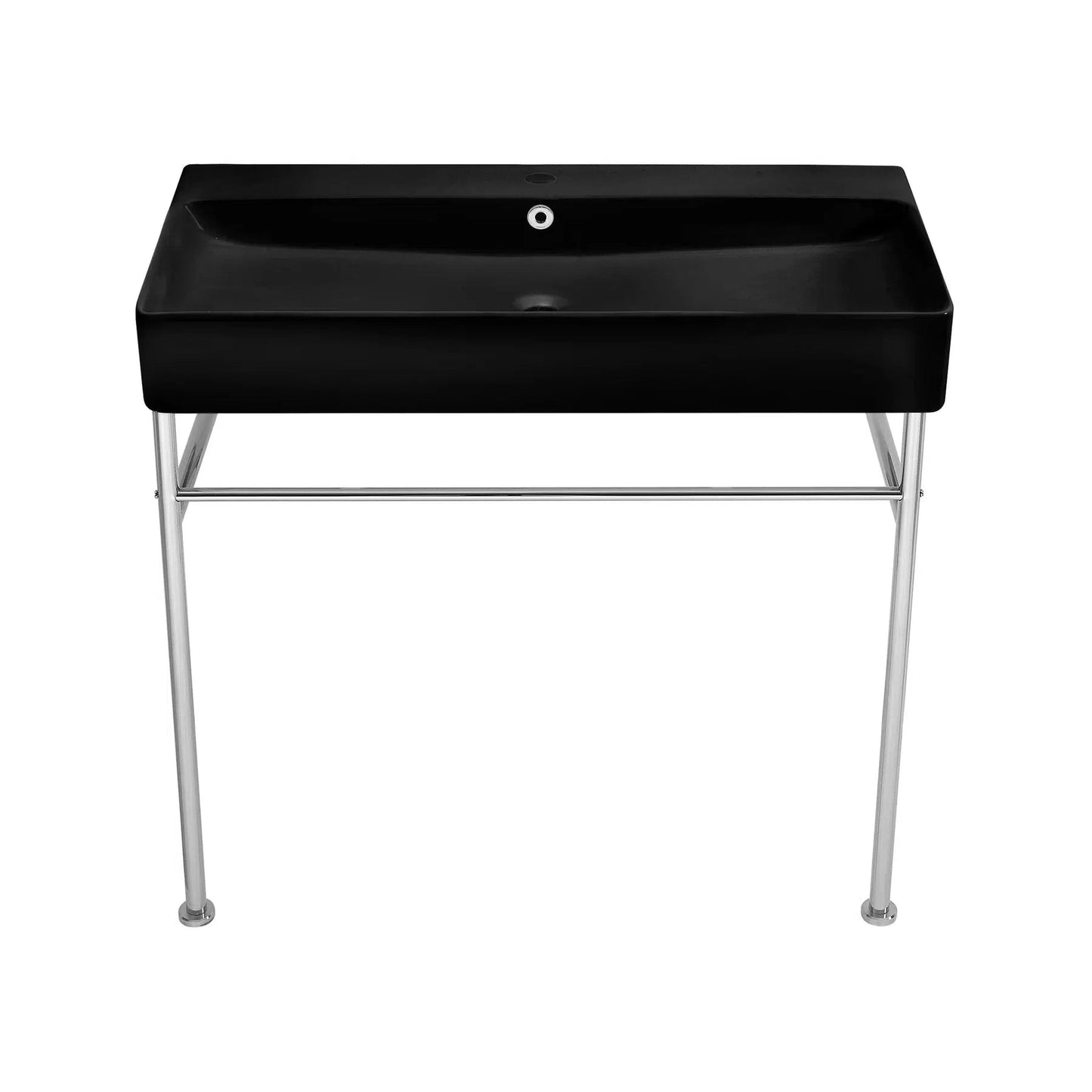 Swiss Madison Carre 36" x 35" Wall-Mounted Console Sink With Matte Black Basin and Chrome Legs