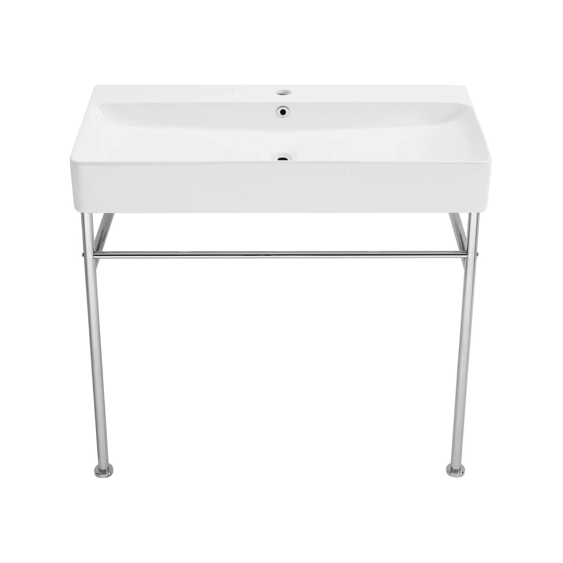Swiss Madison Carre 36" x 35" Wall-Mounted Console Sink With White Basin and Chrome Legs