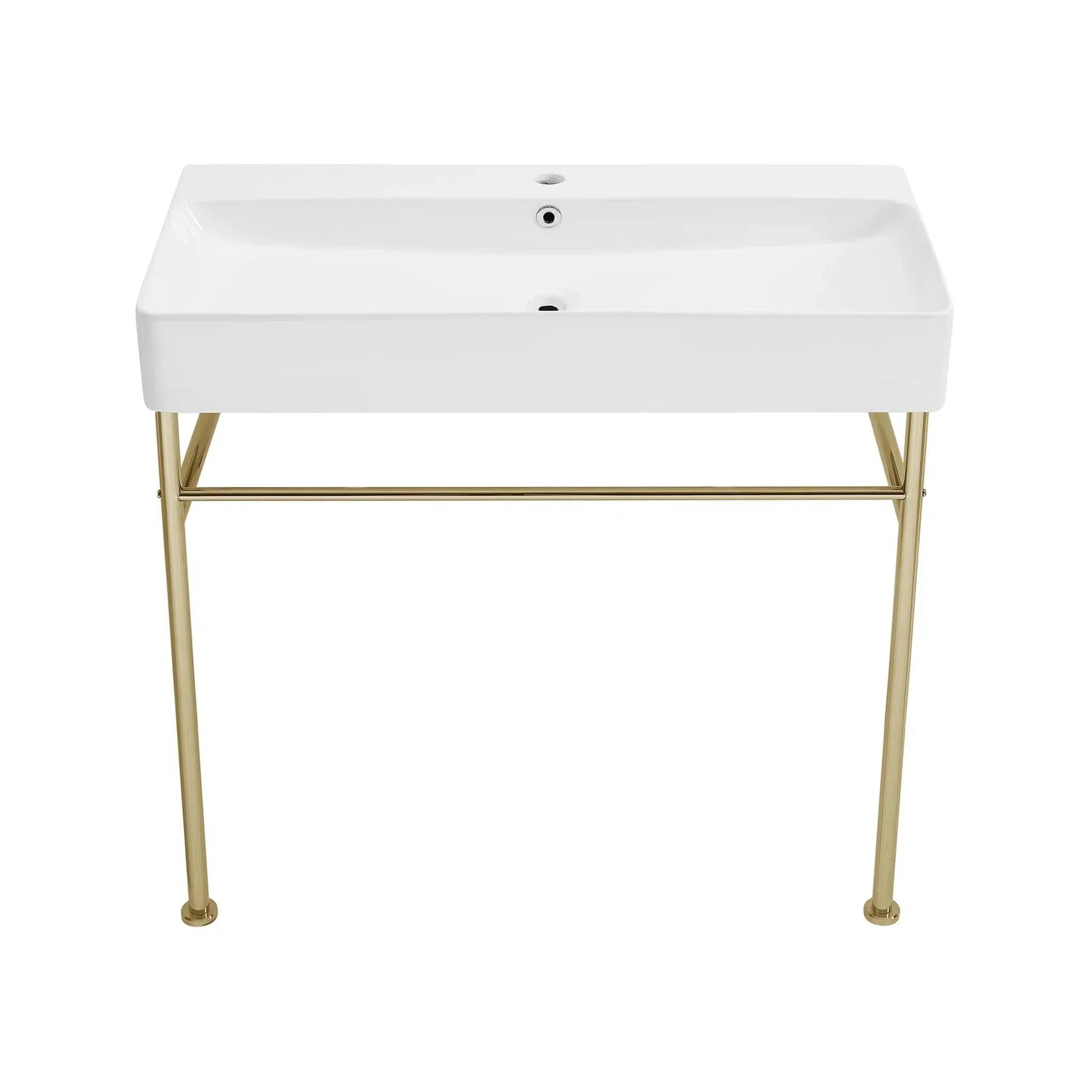 Swiss Madison Carre 36" x 35" Wall-Mounted Console Sink With White Basin and Gold Legs