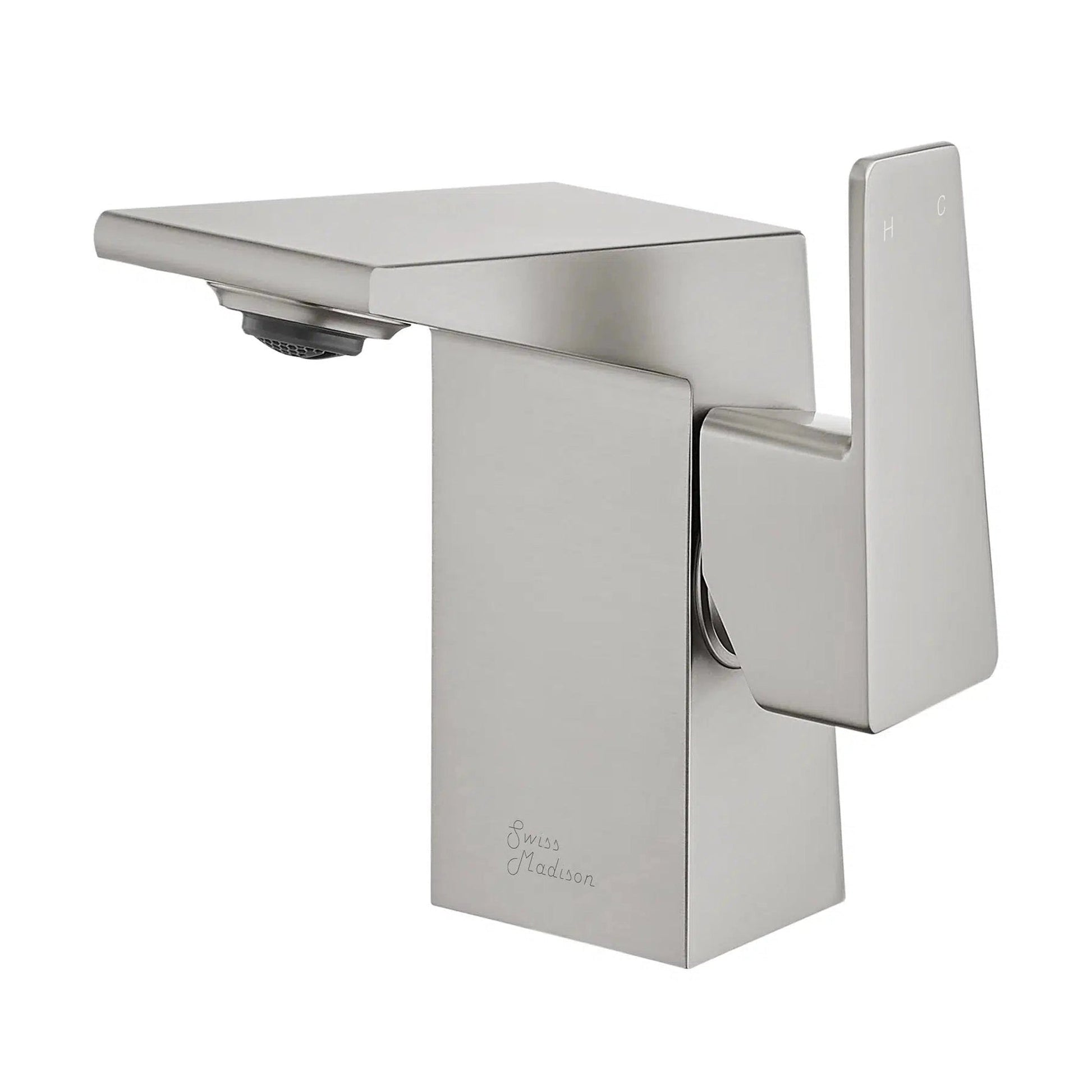 Swiss Madison Carré 6" Brushed Nickel Single Hole Bathroom Faucet With Flow Rate of 1.2 GPM