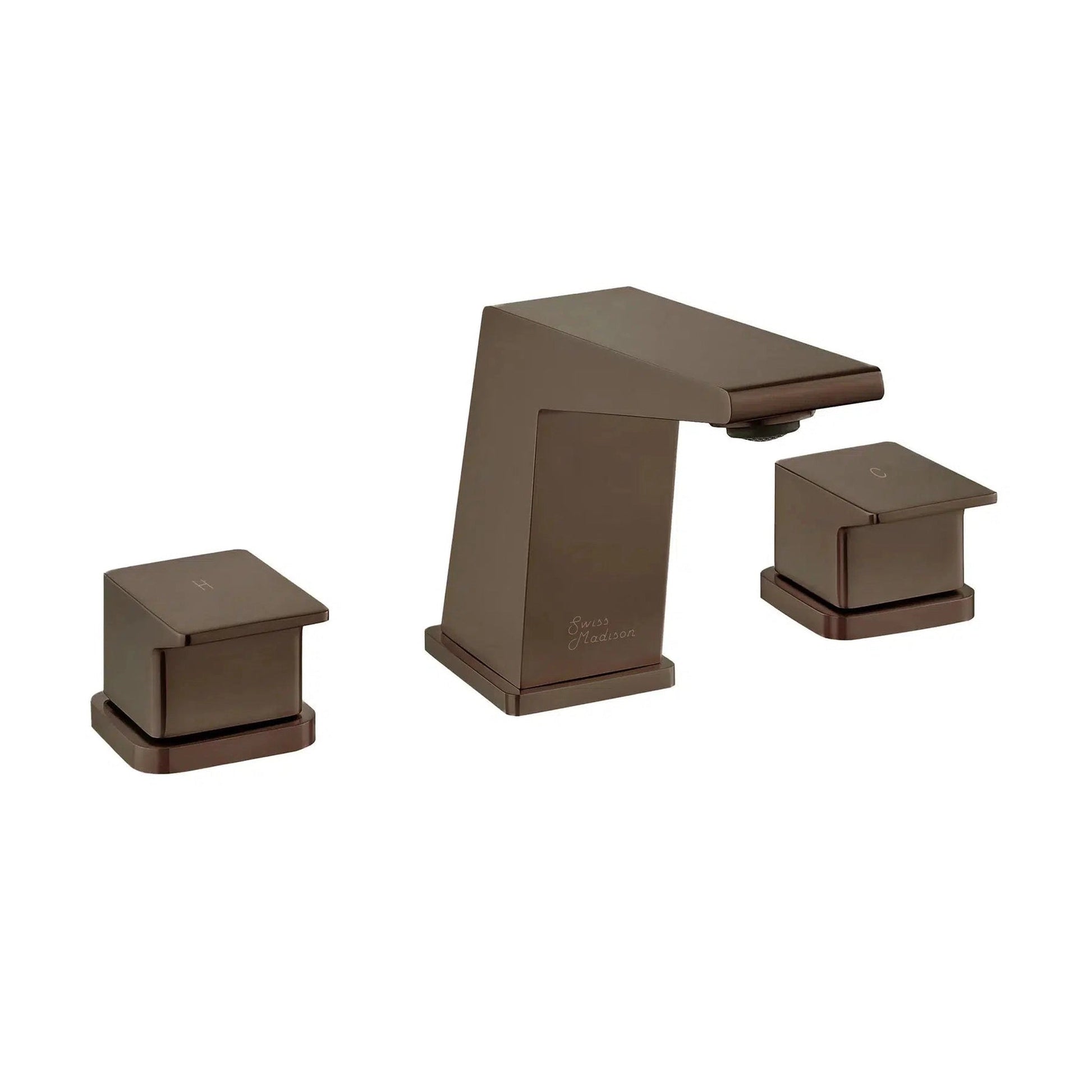 Swiss Madison Carré 8" Oil Rubbed Bronze Widespread Bathroom Faucet With Knob Handles and 1.2 GPM Flow Rate