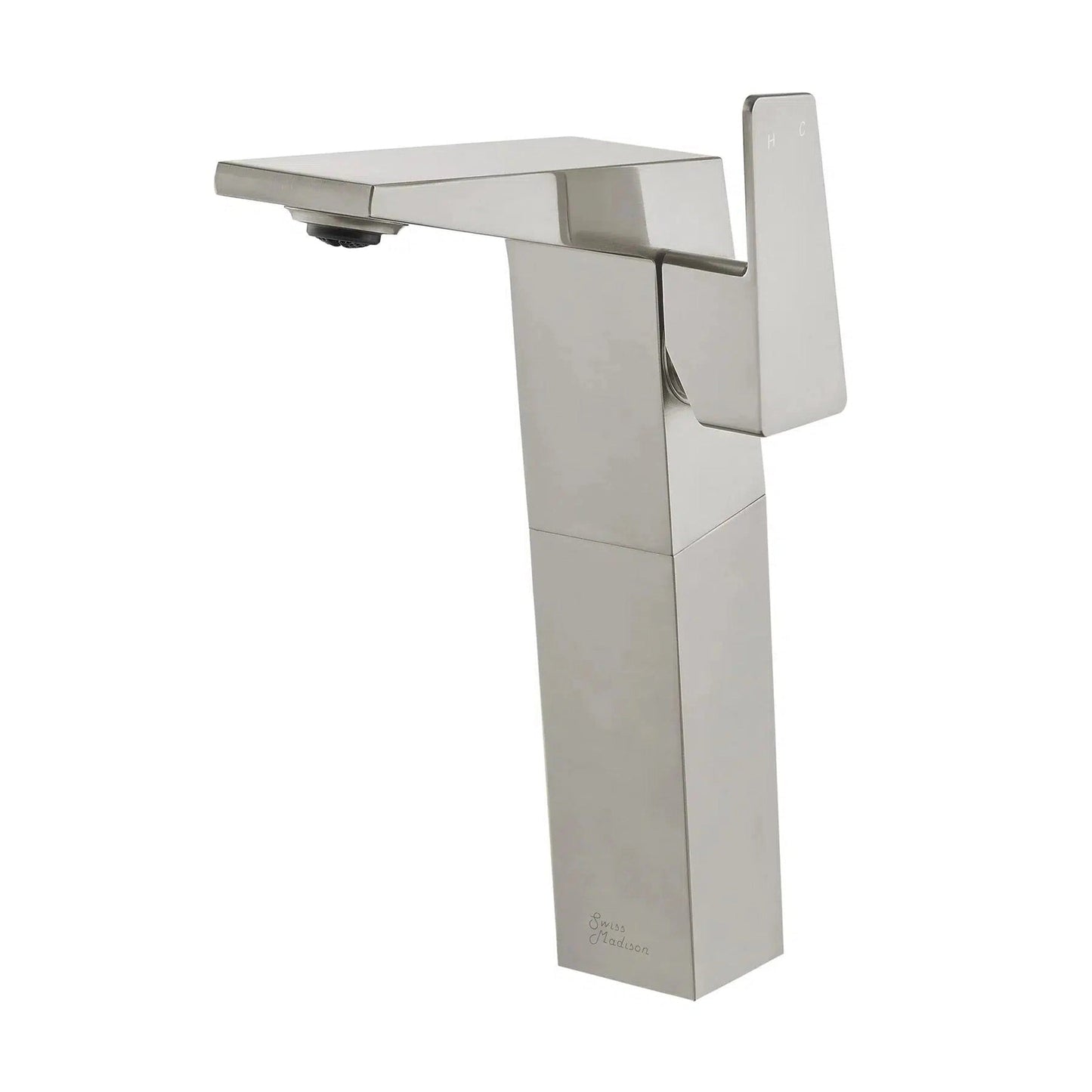 Swiss Madison Carré 9" Brushed Nickel Single Hole Bathroom Faucet With Flow Rate of 1.2 GPM