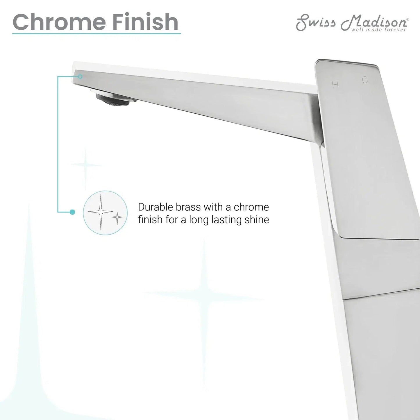 Swiss Madison Carré 9" Chrome Single Hole Bathroom Faucet With Flow Rate of 1.2 GPM