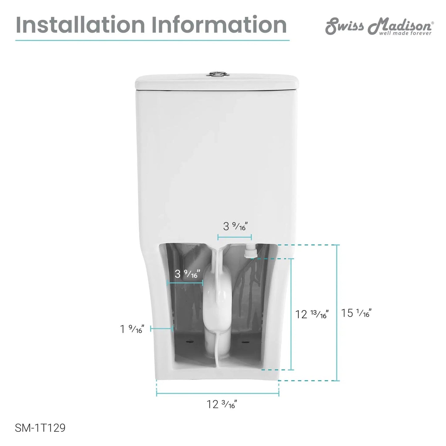 Swiss Madison Cascade 14" x 30" One-Piece White Elongated Floor-Mounted Toilet With 0.8/1.28 GPF