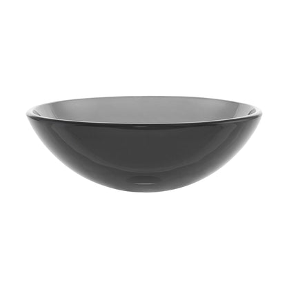Swiss Madison Cascade 17" x 17" Black Round Tempered Glass Bathroom Vessel Sink With Waterfall Faucet