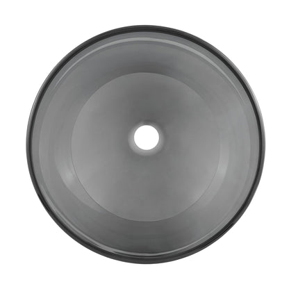 Swiss Madison Cascade 17" x 17" Black Round Tempered Glass Vessel Bathroom Sink With Waterfall Faucet