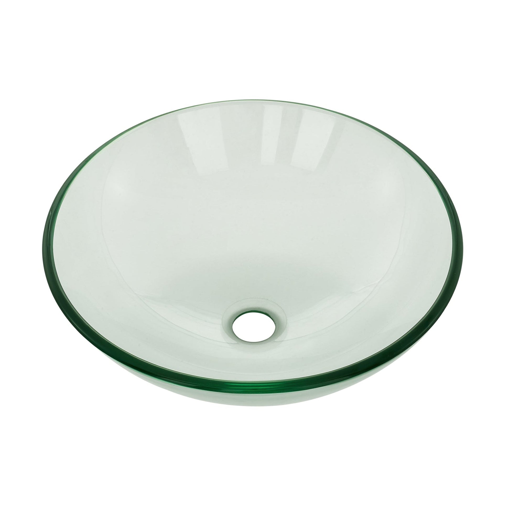 Swiss Madison Cascade 17" x 17" Clear Round Tempered Glass Vessel Bathroom Sink With Waterfall Faucet