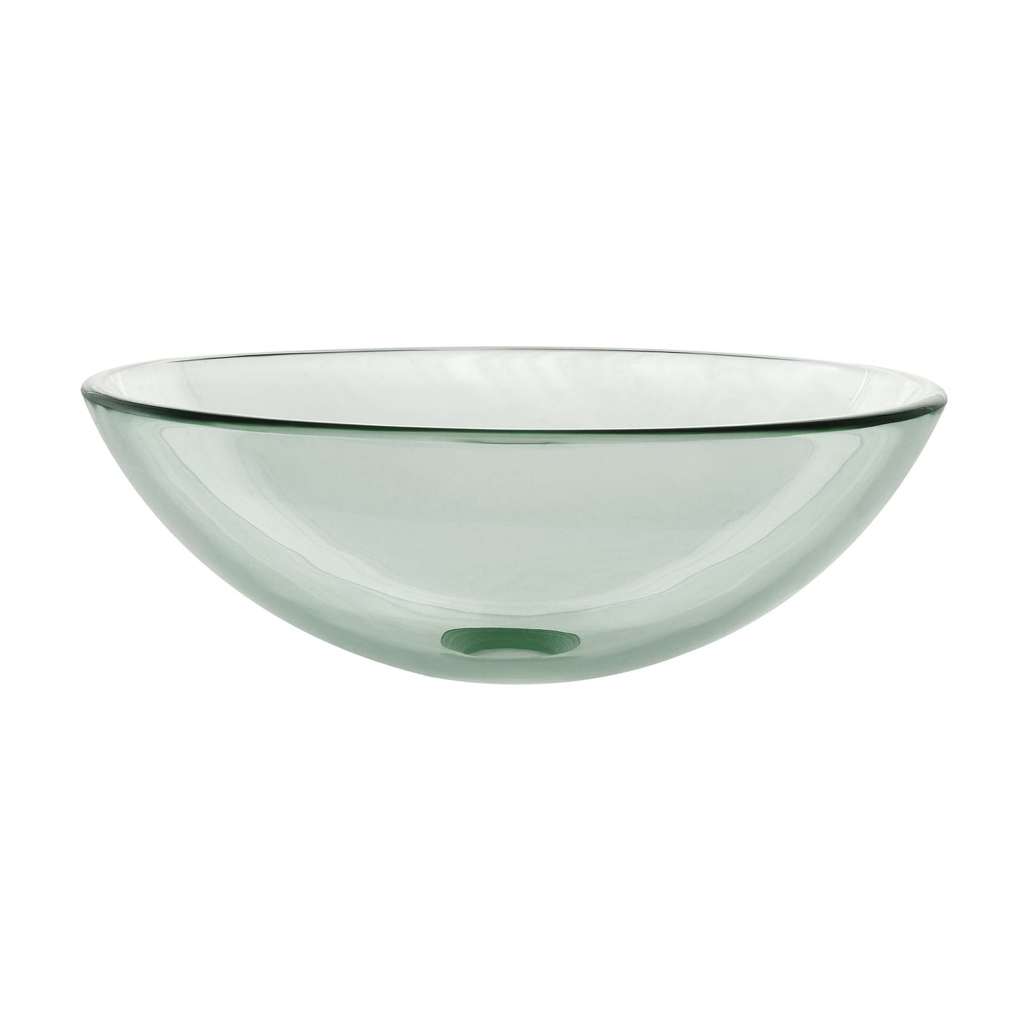 Swiss Madison Cascade 17" x 17" Clear Round Tempered Glass Vessel Bathroom Sink With Waterfall Faucet