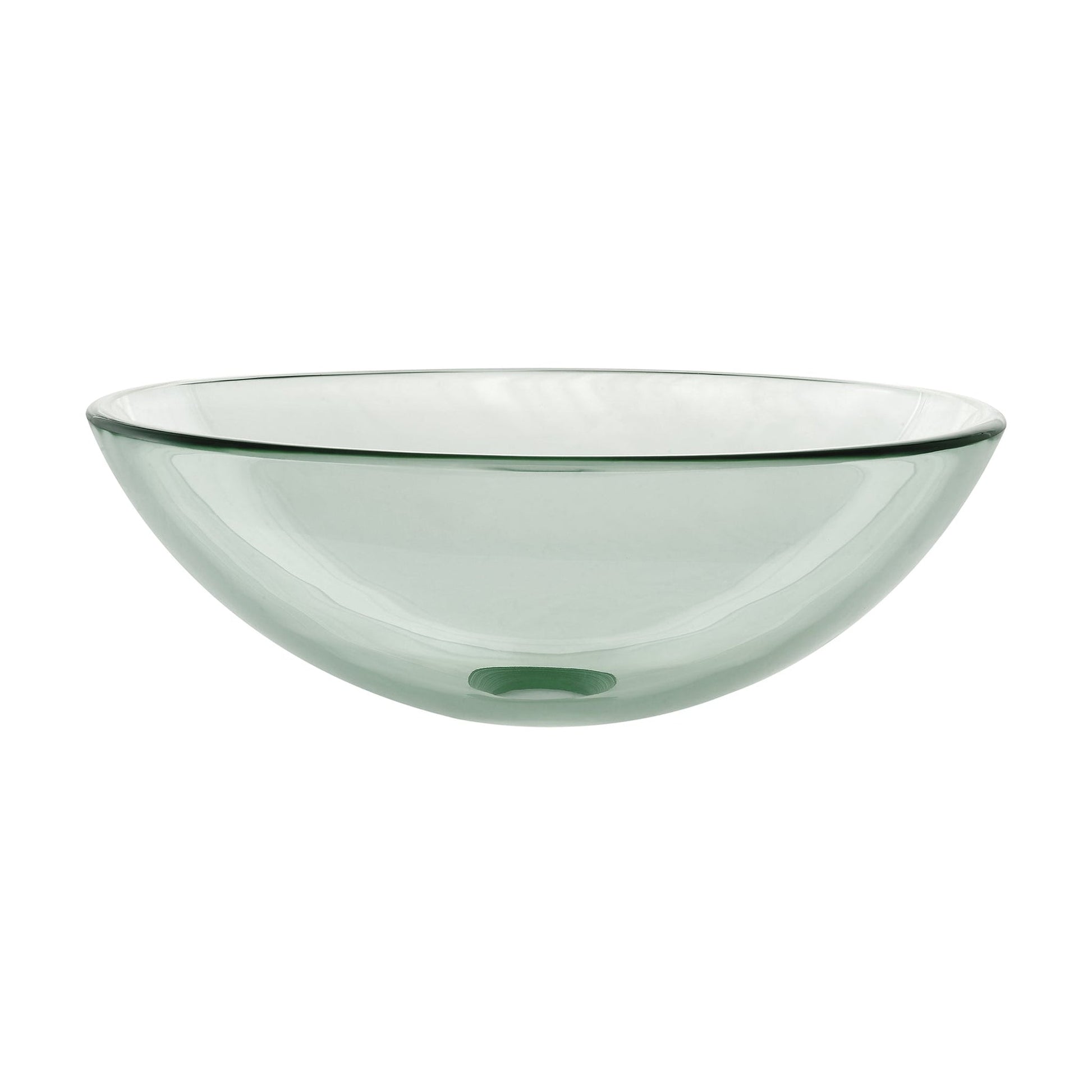 Swiss Madison Cascade 17" x 17" Clear Round Tempered Glass Vessel Bathroom Sink With Waterfall Faucet