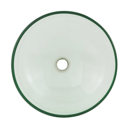 Swiss Madison Cascade 17" x 17" Clear Round Tempered Glass Vessel Bathroom Sink With Waterfall Faucet