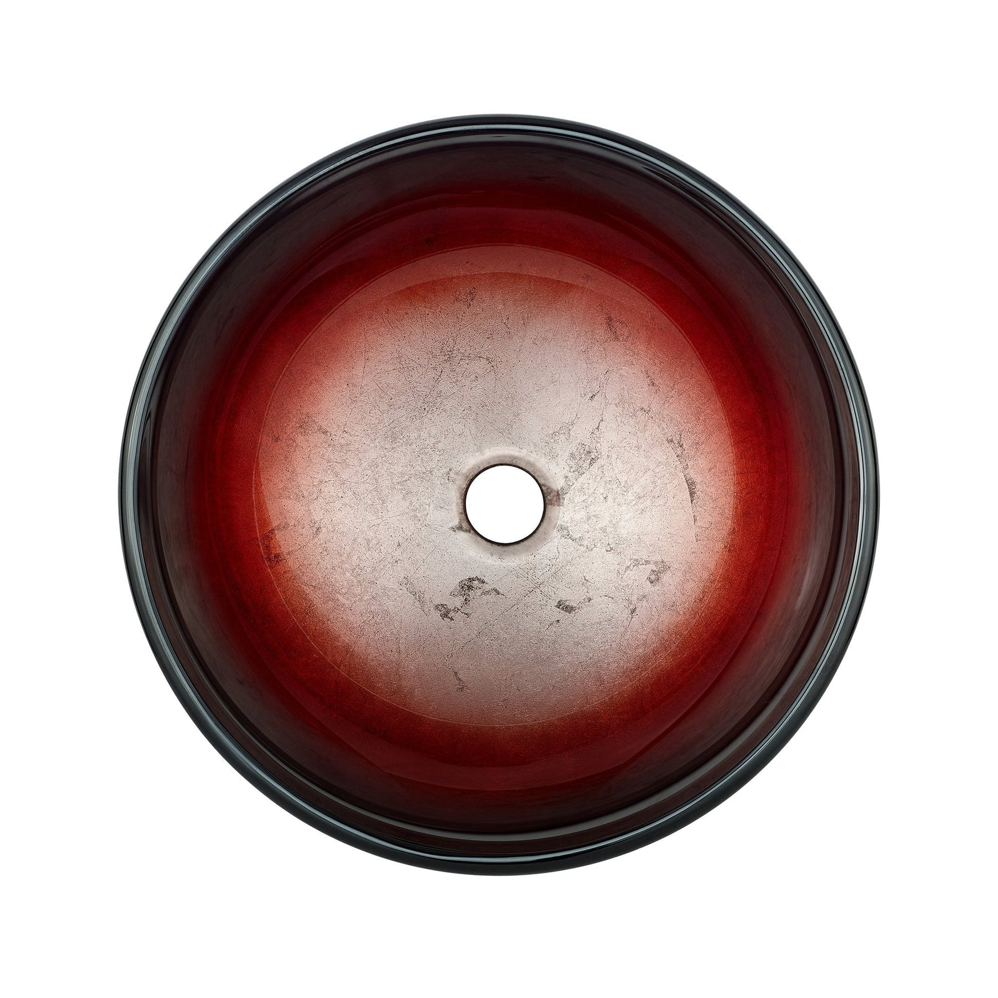 Swiss Madison Cascade 17" x 17" Ember Red Round Tempered Glass Vessel Bathroom Sink With Waterfall Faucet