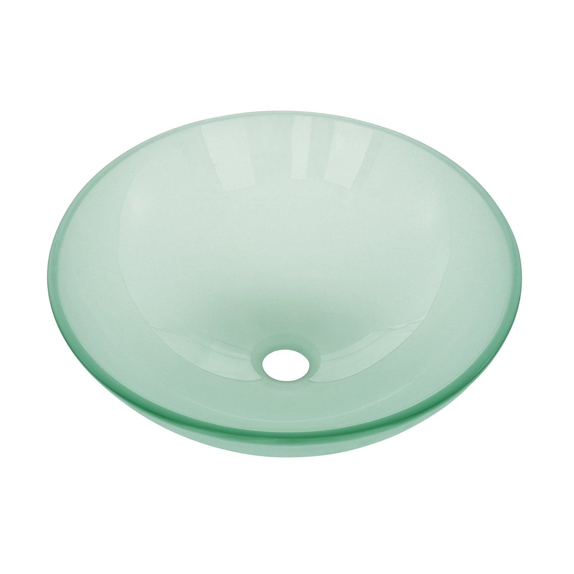 Swiss Madison Cascade 17" x 17" Frost Round Tempered Glass Vessel Bathroom Sink With Waterfall Faucet