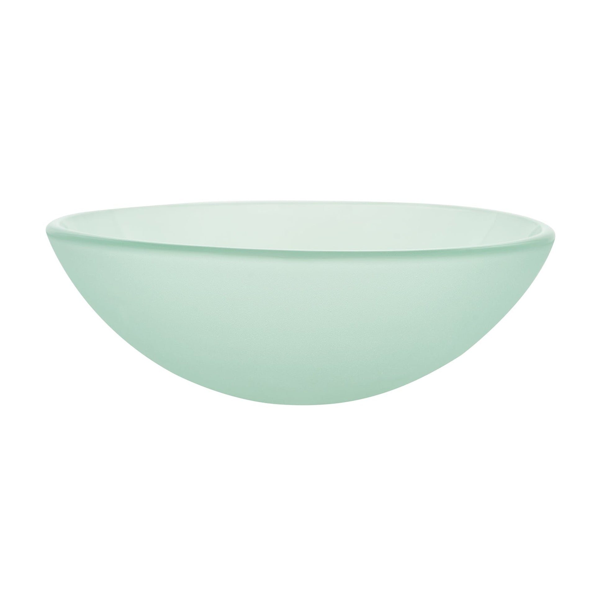 Swiss Madison Cascade 17" x 17" Frost Round Tempered Glass Vessel Bathroom Sink With Waterfall Faucet