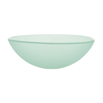 Swiss Madison Cascade 17" x 17" Frost Round Tempered Glass Vessel Bathroom Sink With Waterfall Faucet