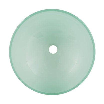 Swiss Madison Cascade 17" x 17" Frost Round Tempered Glass Vessel Bathroom Sink With Waterfall Faucet