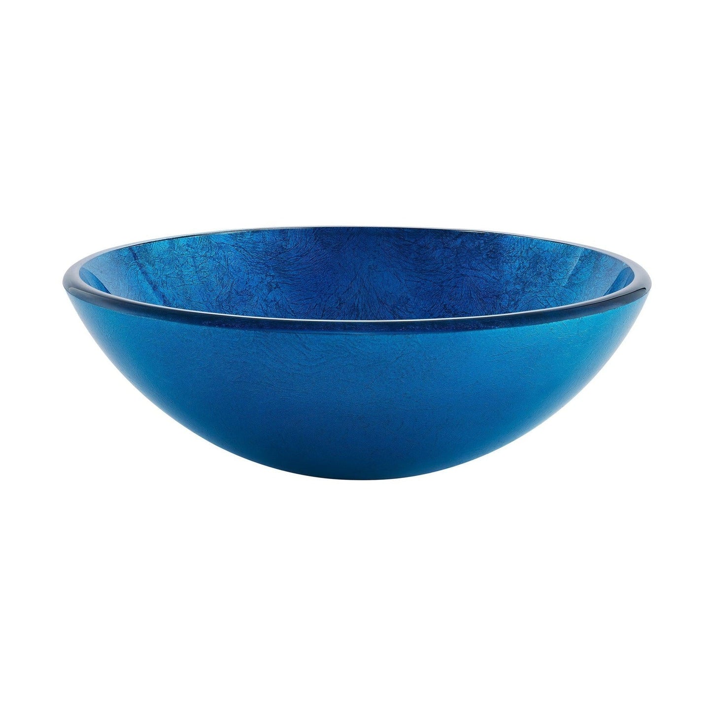 Swiss Madison Cascade 17" x 17" Ocean Blue Round Tempered Glass Vessel Bathroom Sink With Waterfall Faucet