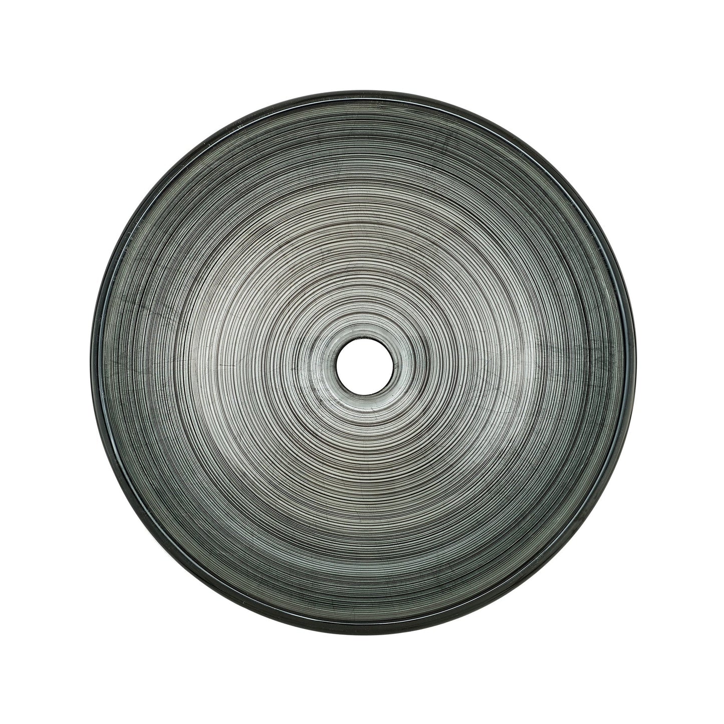 Swiss Madison Cascade 17" x 17" Smoky Gray Round Tempered Glass Vessel Bathroom Sink With Waterfall Faucet