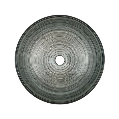 Swiss Madison Cascade 17" x 17" Smoky Gray Round Tempered Glass Vessel Bathroom Sink With Waterfall Faucet