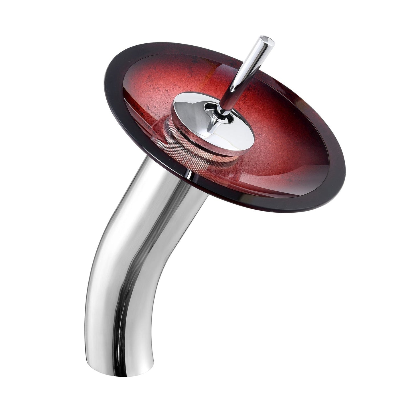 Swiss Madison Cascade 22" x 14" Ember Red Rectangular Tempered Glass Vessel Bathroom Sink With Waterfall Faucet