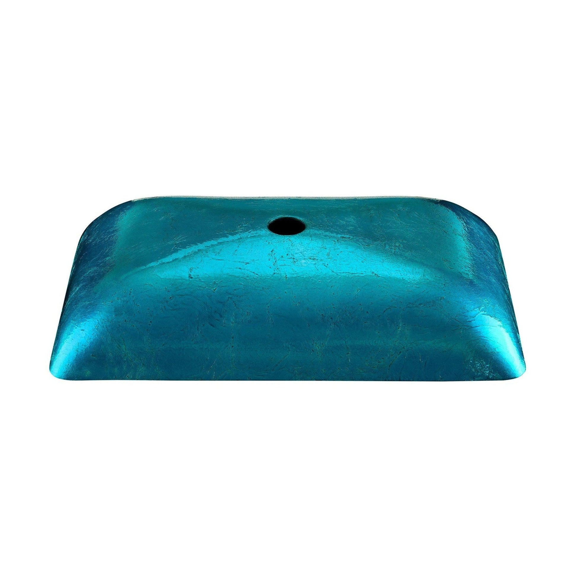 Swiss Madison Cascade 22" x 14" Ocean Blue Rectangular Tempered Glass Vessel Bathroom Sink With Waterfall Faucet