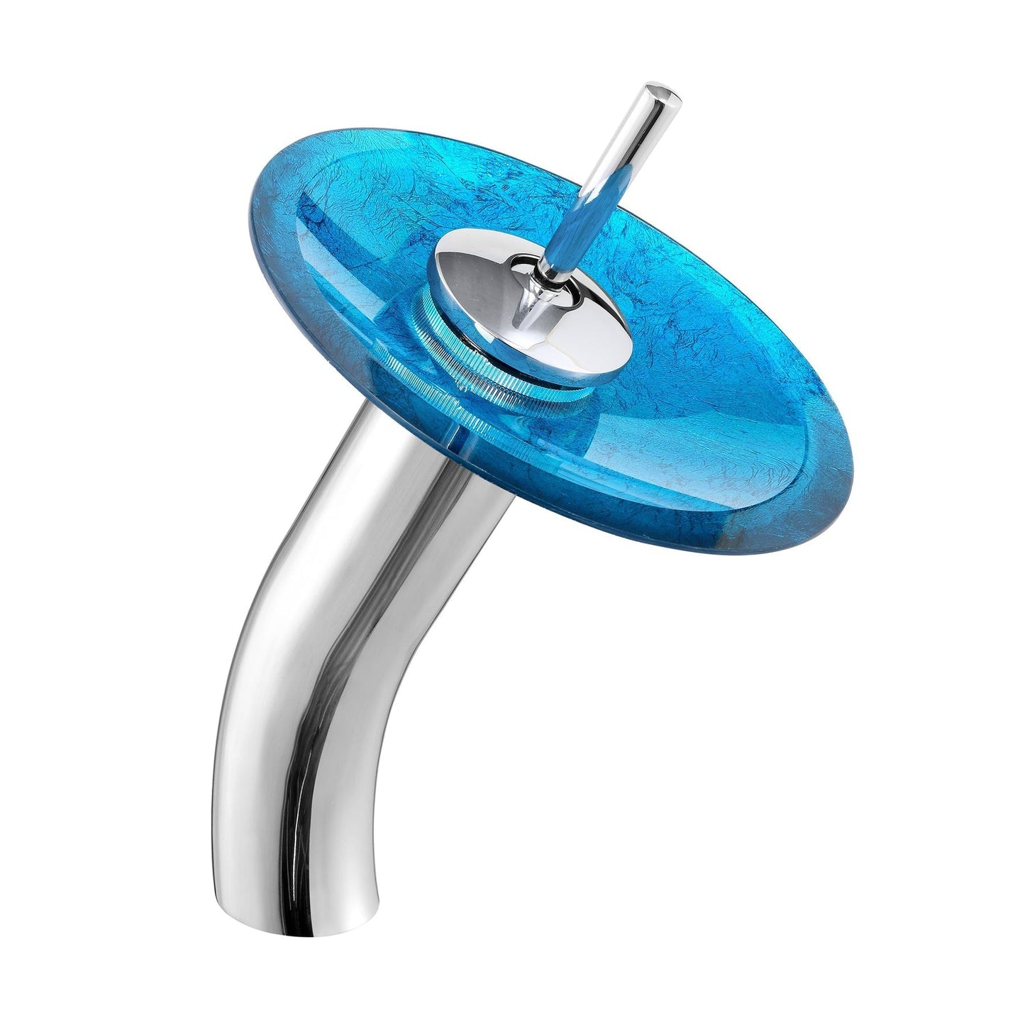 Swiss Madison Cascade 22" x 14" Ocean Blue Rectangular Tempered Glass Vessel Bathroom Sink With Waterfall Faucet