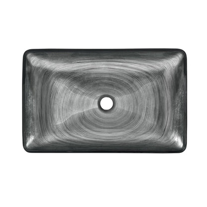 Swiss Madison Cascade 22" x 14" Smoky Gray Rectangular Tempered Glass Vessel Bathroom Sink With Waterfall Faucet