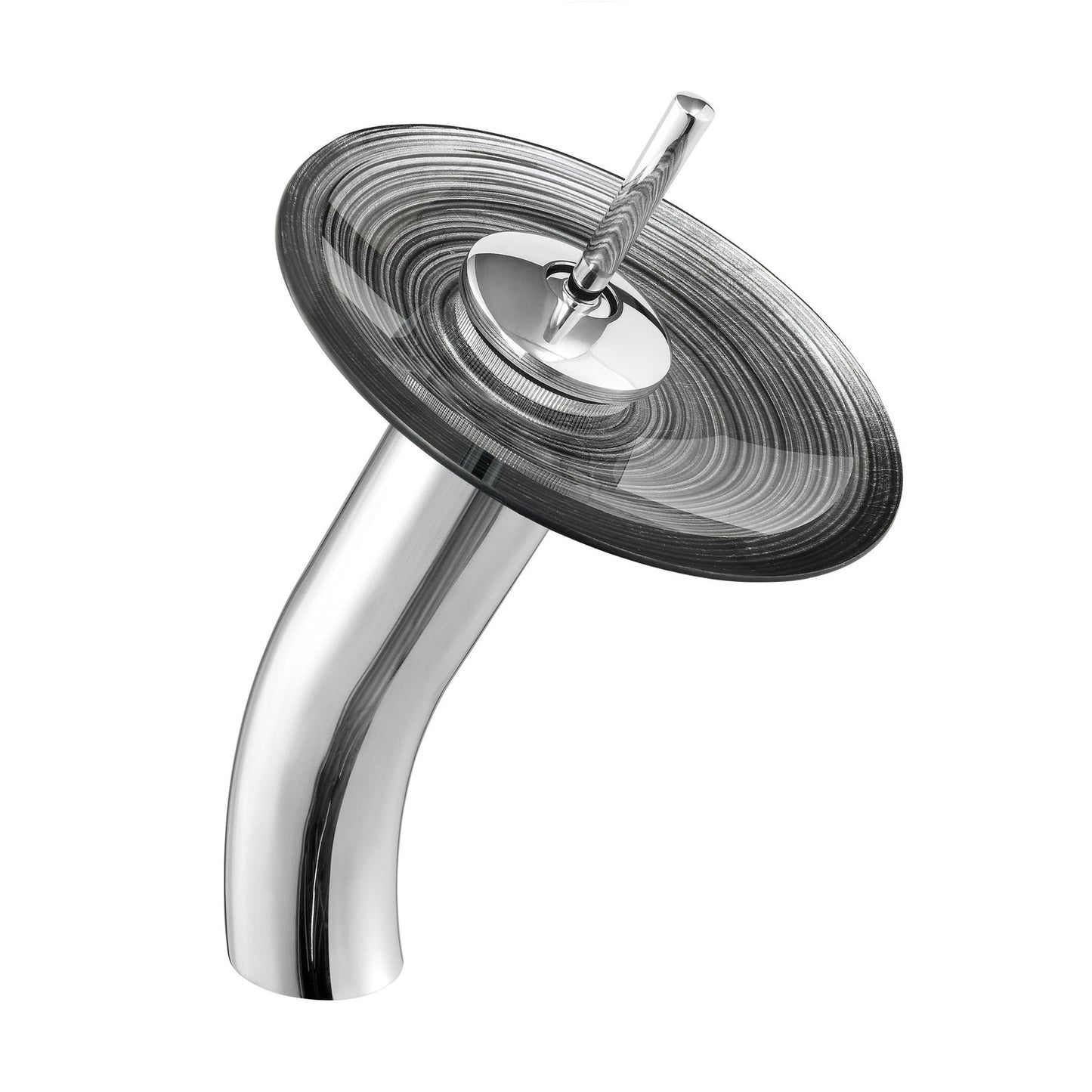 Swiss Madison Cascade 22" x 14" Smoky Gray Rectangular Tempered Glass Vessel Bathroom Sink With Waterfall Faucet