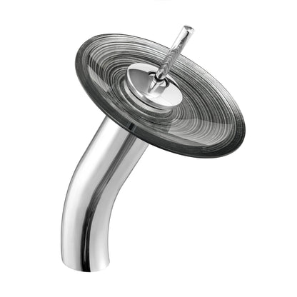 Swiss Madison Cascade 22" x 14" Smoky Gray Rectangular Tempered Glass Vessel Bathroom Sink With Waterfall Faucet