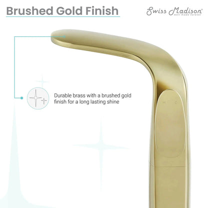 Swiss Madison Château 12" Brushed Gold Single Hole Bathroom Faucet With Flow Rate of 1.2 GPM