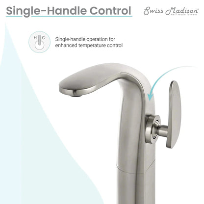 Swiss Madison Château 12" Brushed Nickel Single Hole Bathroom Faucet With Flow Rate of 1.2 GPM