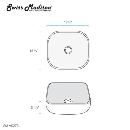 Swiss Madison Château 18" x 16" White Square Ceramic Vessel Bathroom Sink