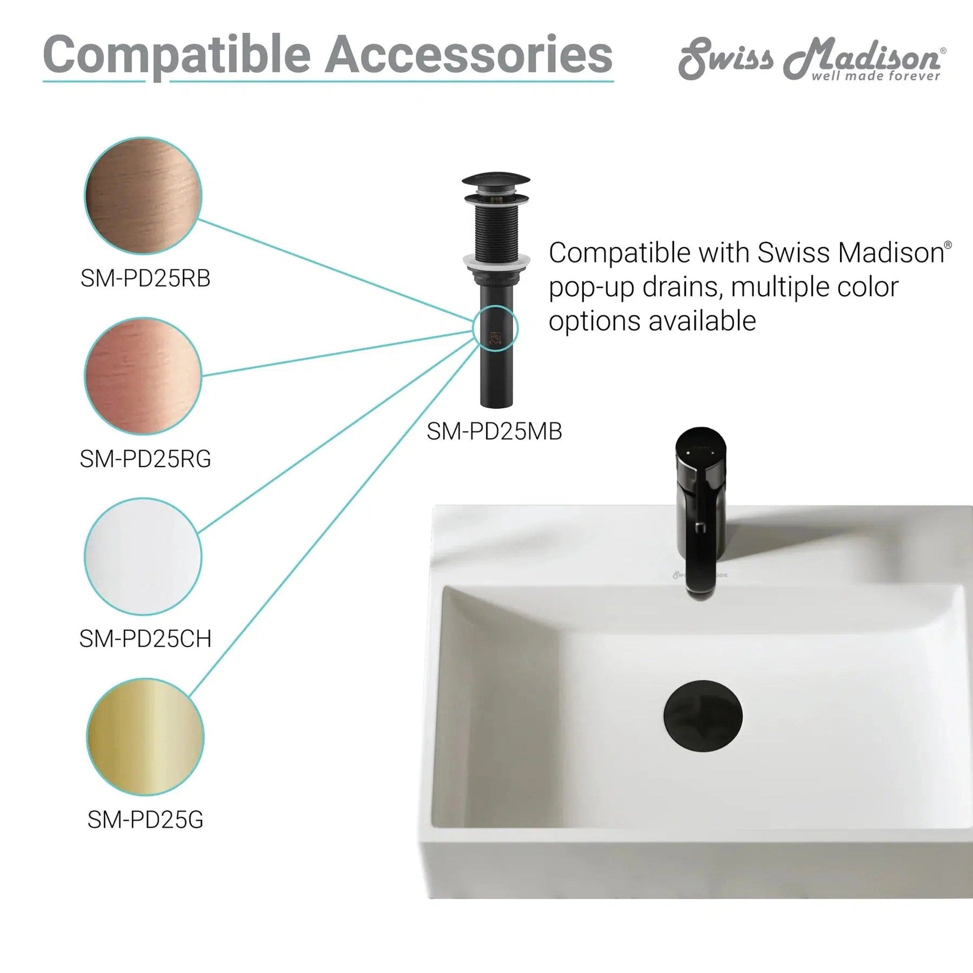 Swiss Madison Château 18" x 16" White Square Ceramic Vessel Bathroom Sink