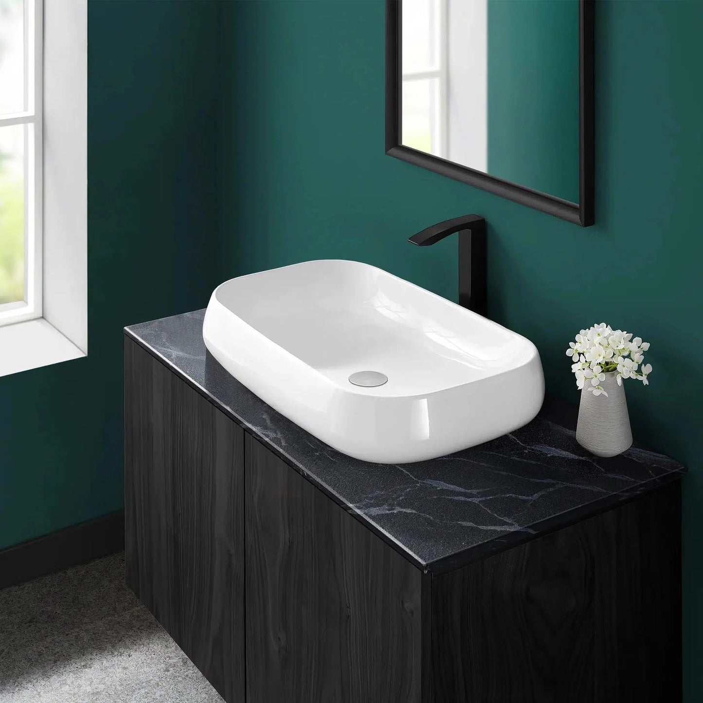 Swiss Madison Château 28" x 16" White Rectangle Ceramic Vessel Bathroom Sink
