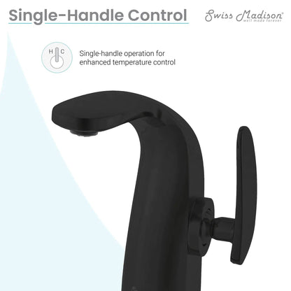 Swiss Madison Château 7" Matte Black Single Hole Bathroom Faucet With Flow Rate of 1.2 GPM
