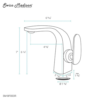 Swiss Madison Château 7" Oil Rubbed Bronze Single Hole Bathroom Faucet With Flow Rate of 1.2 GPM