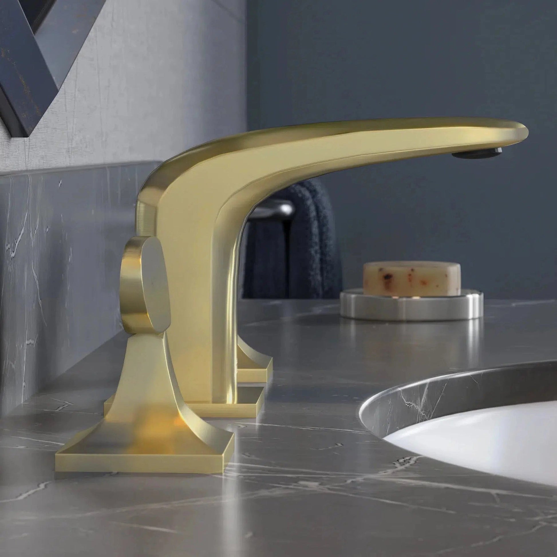 Swiss Madison Château 8" Brushed Gold Widespread Bathroom Faucet With Flow Rate of 1.2 GPM