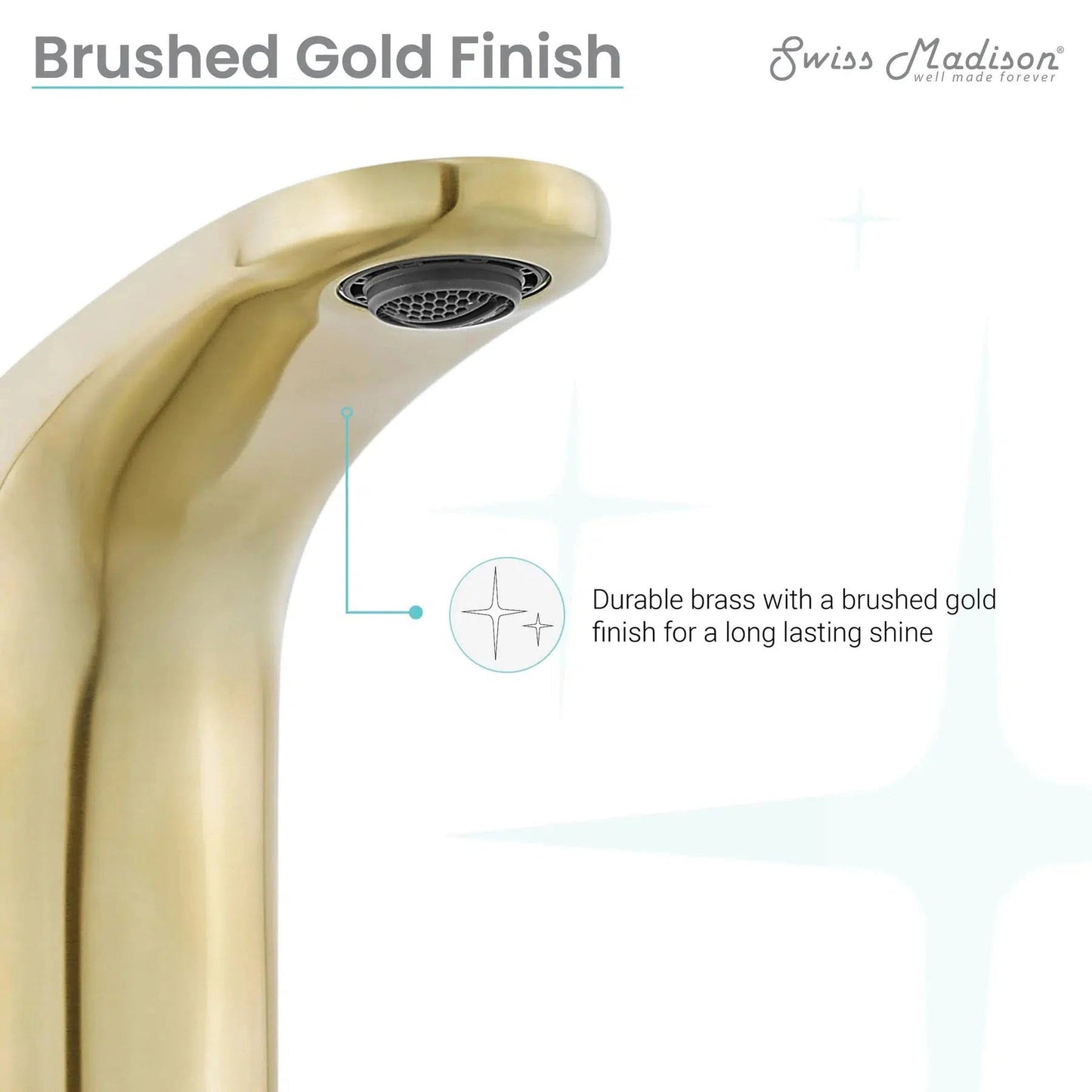 Swiss Madison Château 8" Brushed Gold Widespread Bathroom Faucet With Flow Rate of 1.2 GPM