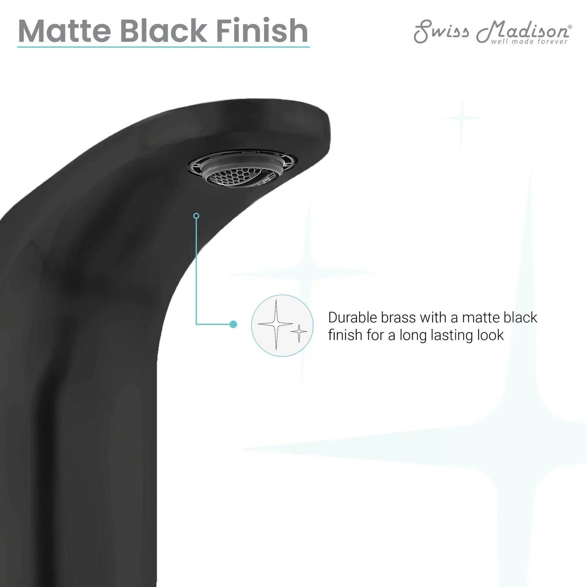 Swiss Madison Château 8" Matte Black Widespread Bathroom Faucet With Flow Rate of 1.2 GPM