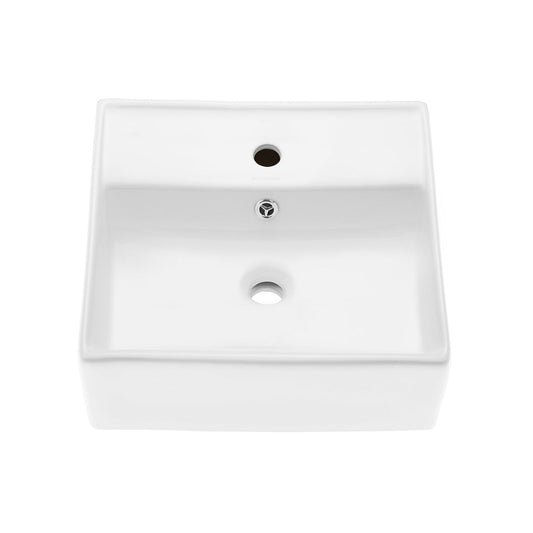 Swiss Madison Claire 15" x 15" Squared White Ceramic Wall-Hung Bathroom Sink With Single Hole Faucet