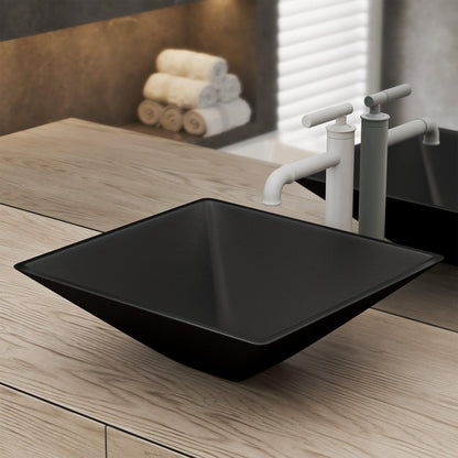 Swiss Madison Claire 16" x 16" Black Squared Tempered Glass Vessel Bathroom Sink