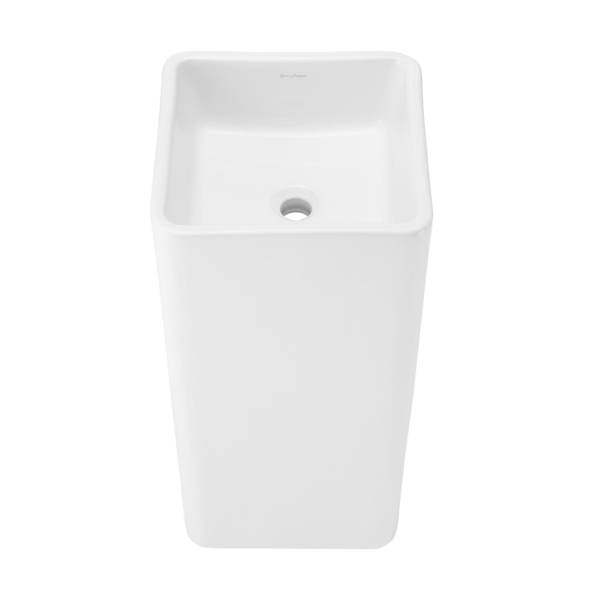 Swiss Madison Claire 16" x 33" Freestanding One-Piece Squared White Pedestal Sink With Overflow
