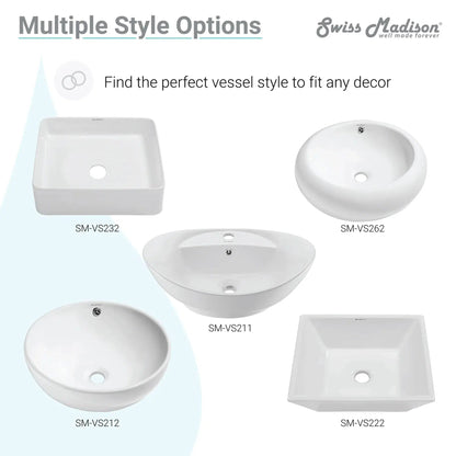 Swiss Madison Claire 21" x 14" White Rectangle Ceramic Bathroom Vessel Sink