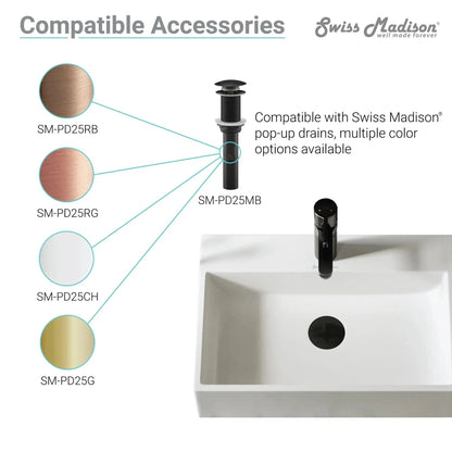 Swiss Madison Claire 21" x 14" White Rectangle Ceramic Vessel Bathroom Sink